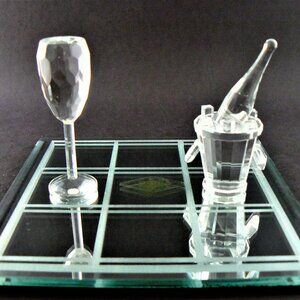 NIB SHANON CRYSTAL BY GODINGER TIC-TAC-TOE WITH MIRROR TRAY (C3)